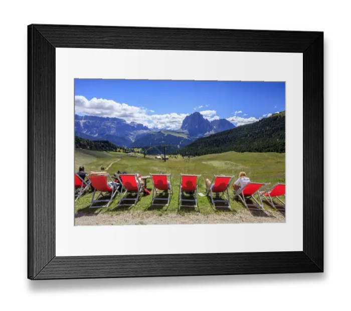 Framed Print : Relaxing at a hut on Seceda mountain Framed Print : Relaxing at a hut on Seceda mountain