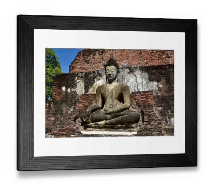 Framed Print : buddhist statue at wat mahathat Sukhothai Thailand, Asia