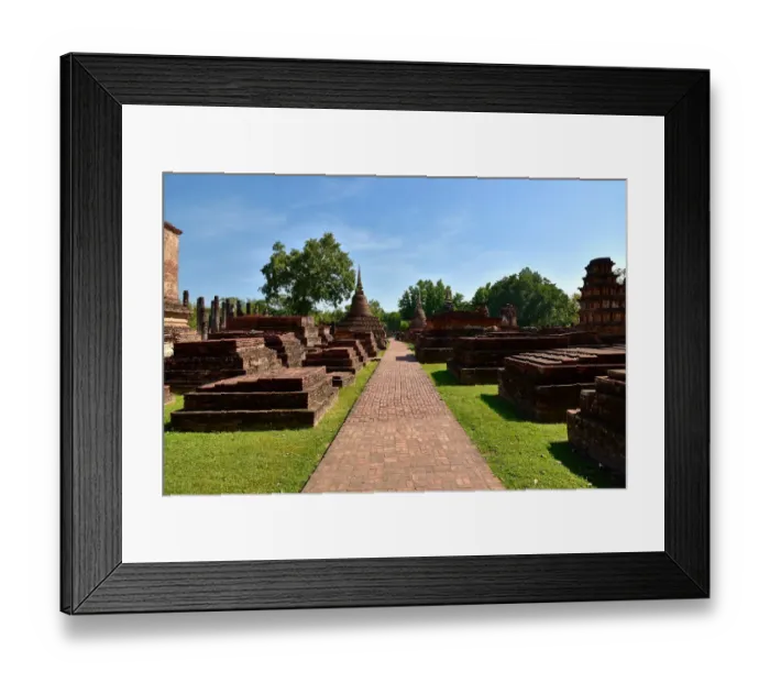 Framed Print : Unesco pedestrian walkway wat mahathat Sukhothai Thailand, Asia Framed Print : Unesco pedestrian walkway wat mahathat Sukhothai Thailand, Asia