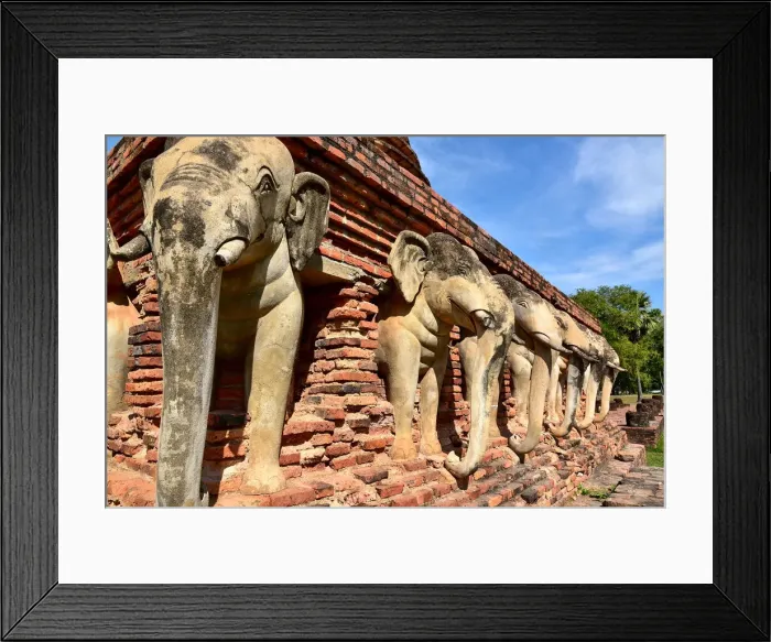 Framed Print : elephant sculpture at Wat Sorasak Sukhothai temple Thailand, Asia Framed Print : elephant sculpture at Wat Sorasak Sukhothai temple Thailand, Asia