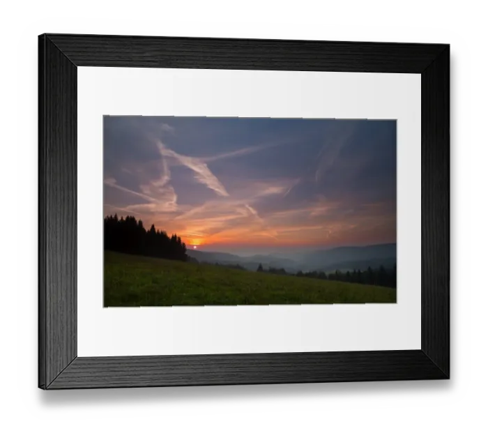 Framed Print : Sunrise over a mountain landscape Framed Print : Sunrise over a mountain landscape