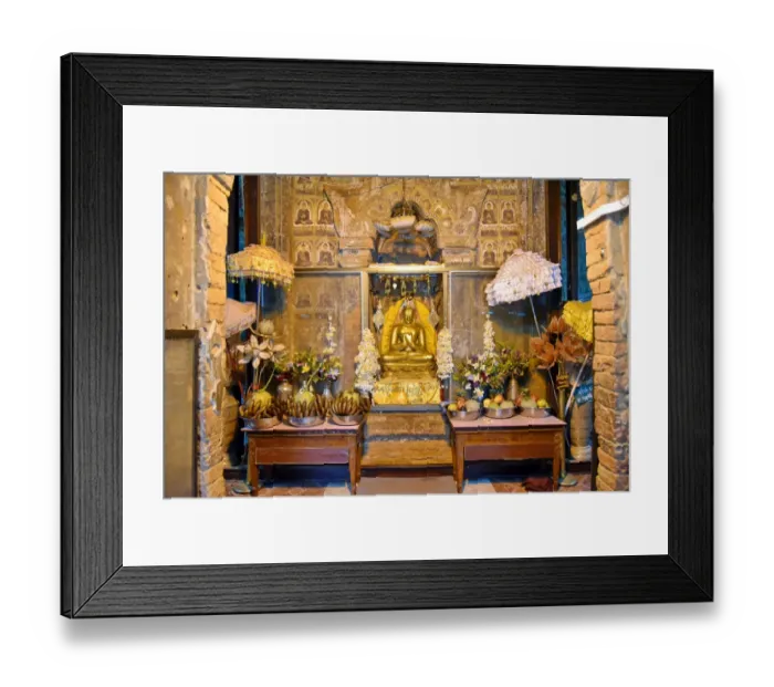 Framed Print : Gold buddha Temple, Bagan, unesco ruins Myanmar. Asia Framed Print : Gold buddha Temple, Bagan, unesco ruins Myanmar. Asia
