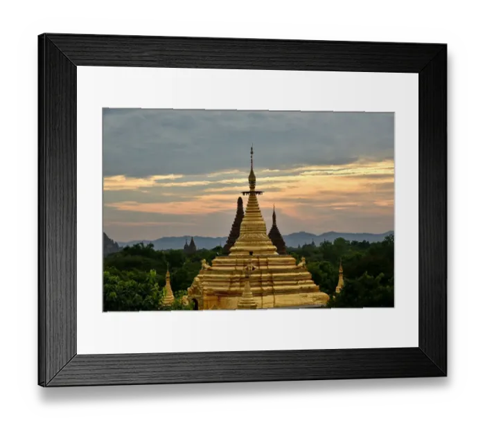 Framed Print : Gold stupa with sunset at Bagan, unesco ruins Myanmar. Asia Framed Print : Gold stupa with sunset at Bagan, unesco ruins Myanmar. Asia