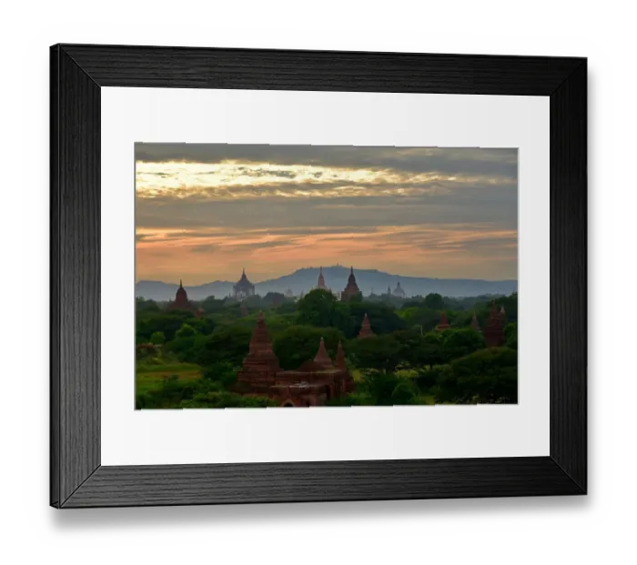 Framed Print : Landscape with sunset at Bagan, unesco ruins Myanmar. Asia Framed Print : Landscape with sunset at Bagan, unesco ruins Myanmar. Asia
