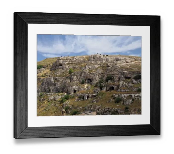 Framed Print : Prehistoric Rock Dwellings In The Gravina of Matera, Basilicata, Southern Italy Framed Print : Prehistoric Rock Dwellings In The Gravina of Matera, Basilicata, Southern Italy