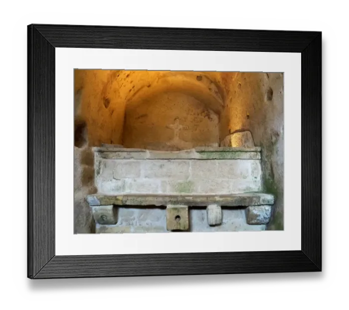 Framed Print : Ancient Sarcophagus In A Rock Church In Sassi di Matera, Basilicata, Southern Italy Framed Print : Ancient Sarcophagus In A Rock Church In Sassi di Matera, Basilicata, Southern Italy