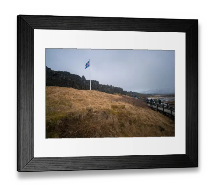 Framed Print : Iceland flag in Thingvellir National Park of Iceland Framed Print : Iceland flag in Thingvellir National Park of Iceland
