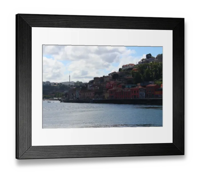 Framed Print : View of a street in Ribeira district of Porto, in the background Vila Nova de Gaia. Portugal Framed Print : View of a street in Ribeira district of Porto, in the background Vila Nova de Gaia. Portugal