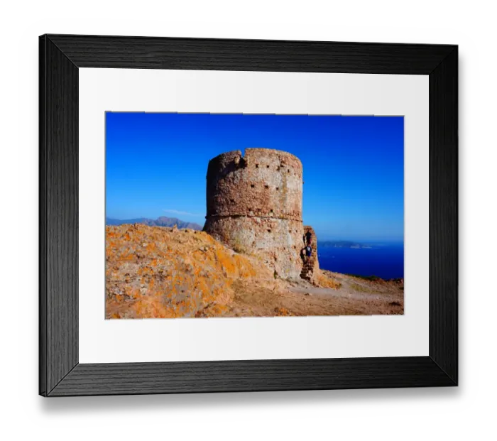 Framed Print : Tower of Turghiu and People, Piana, Corisca, France Framed Print : Tower of Turghiu and People, Piana, Corisca, France