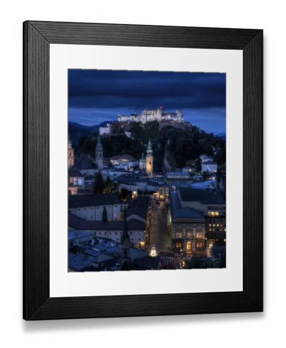 Framed Print : Salzburg and the Castle at Blue Hour Austria Framed Print : Salzburg and the Castle at Blue Hour Austria