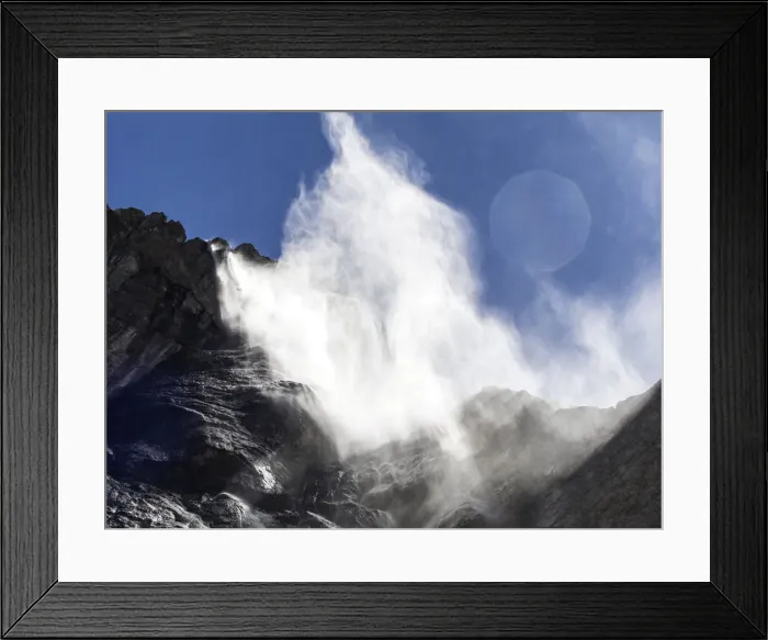 Framed Print : High water waterfall mountain view from inside, Gavarnie. Hautes Pyrenees. France. World Heritage by UNESCO Framed Print : High water waterfall mountain view from inside, Gavarnie. Hautes Pyrenees. France. World Heritage by UNESCO