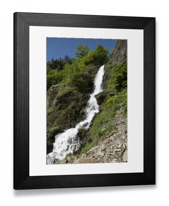 Framed Print : Waterfall at Road to Mestia of Svaneti region in Georgia Framed Print : Waterfall at Road to Mestia of Svaneti region in Georgia