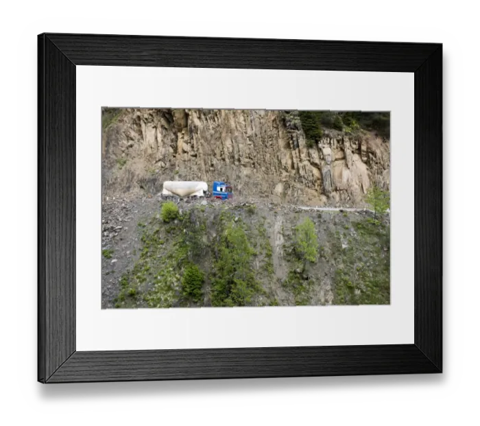 Framed Print : Truck on Road to Mestia of Svaneti region in Georgia