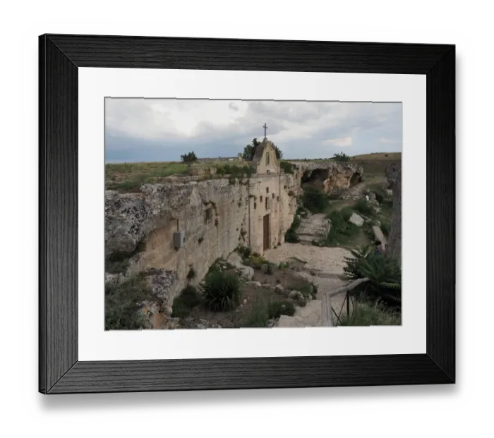Framed Print : Prehistoric Rock Church In Gravina di Matera (Matera Canyon), Basilicata, Southern Italy Framed Print : Prehistoric Rock Church In Gravina di Matera (Matera Canyon), Basilicata, Southern Italy