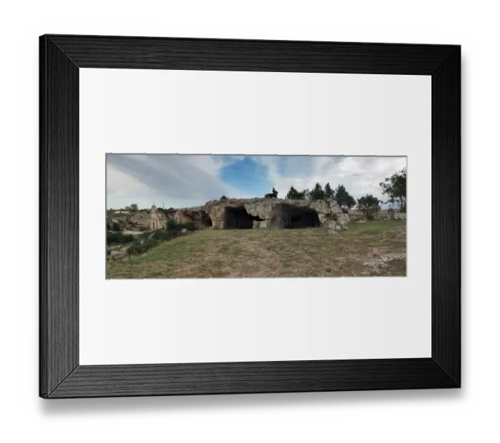 Framed Print : Panorama View Of Prehistoric Rock Dwellings In Gravina (Canyon) Of Matera, Basilicata, Southern Italy