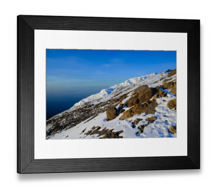 Framed Print : Climbers Pass Glaciers on Their Way to Uhuru Peak Framed Print : Climbers Pass Glaciers on Their Way to Uhuru Peak