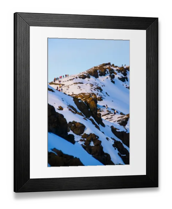 Framed Print : Climbers Summiting Uhuru Peak Framed Print : Climbers Summiting Uhuru Peak