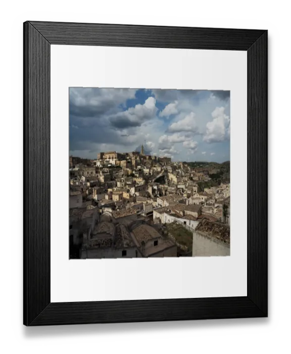 Framed Print : Stitched Vertical Panorama Of Matera, Basilicata, Southern Italy Framed Print : Stitched Vertical Panorama Of Matera, Basilicata, Southern Italy
