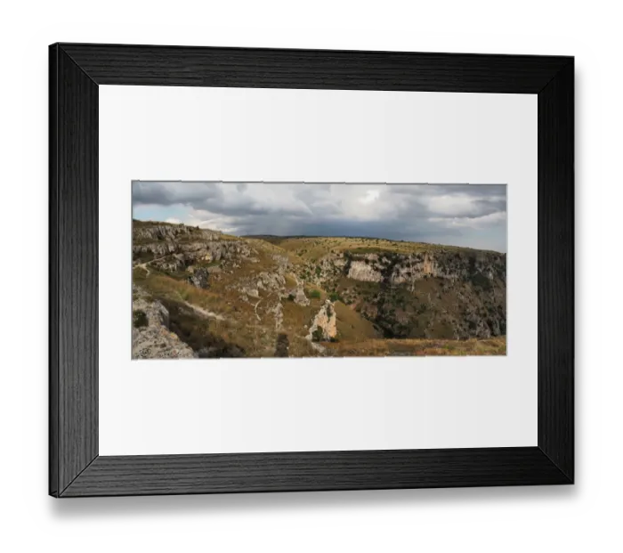 Framed Print : Panorama View Of The Prehistoric Rock Dwellings In The Gravina of Matera, Basilicata, Southern Italy Framed Print : Panorama View Of The Prehistoric Rock Dwellings In The Gravina of Matera, Basilicata, Southern Italy