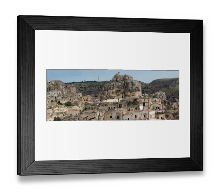 Framed Print : Large Size Panorama View Of Sassi di Matera, Basilicata Region, Southern Italy Framed Print : Large Size Panorama View Of Sassi di Matera, Basilicata Region, Southern Italy