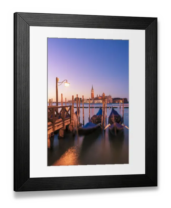 Framed Print : Moored gondolas in St Marks basin at sunrise. Venice, Veneto, Italy Framed Print : Moored gondolas in St Marks basin at sunrise. Venice, Veneto, Italy