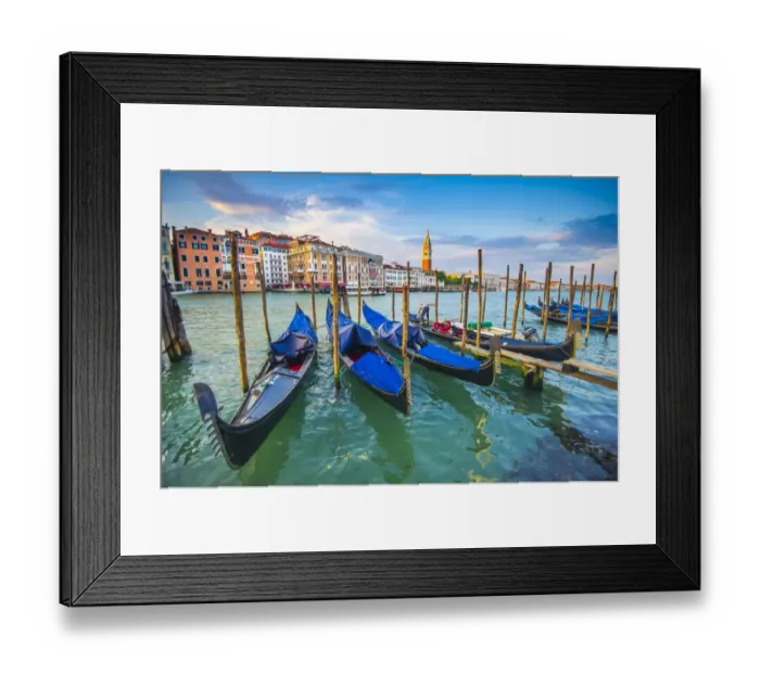 Framed Print : Gondolas moored in Grand Canal. Venice, Veneto, Italy Framed Print : Gondolas moored in Grand Canal. Venice, Veneto, Italy