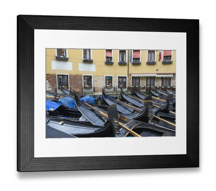 Framed Print : Gondolas moored in Grand Canal. Venice, Veneto, Italy
