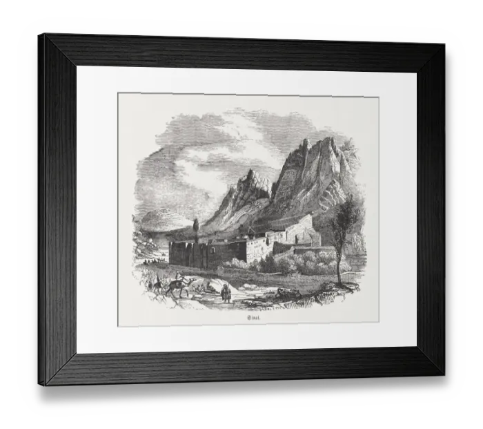 Framed Print : Saint Catherines Monastery, Sinai, Egypt, wood engraving, published in 1855 Framed Print : Saint Catherines Monastery, Sinai, Egypt, wood engraving, published in 1855