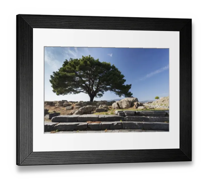 Framed Print : The foundation of the Great Altar of Zeus, the altar itself is in the Pergamon Museum in Berlin