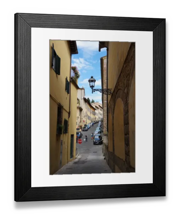 Framed Print : Colourful city Street of Florence, Steep Hill, Italy Framed Print : Colourful city Street of Florence, Steep Hill, Italy