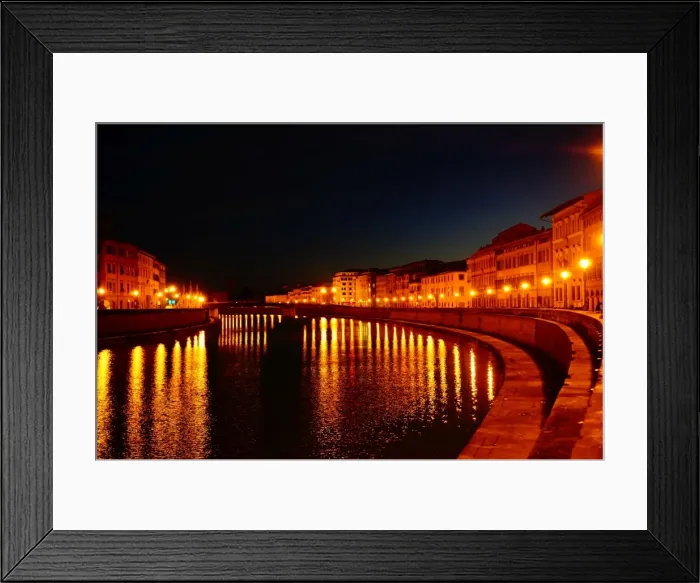 Framed Print : Old Pisa by Night, Arno River, Reflections, Italy Framed Print : Old Pisa by Night, Arno River, Reflections, Italy