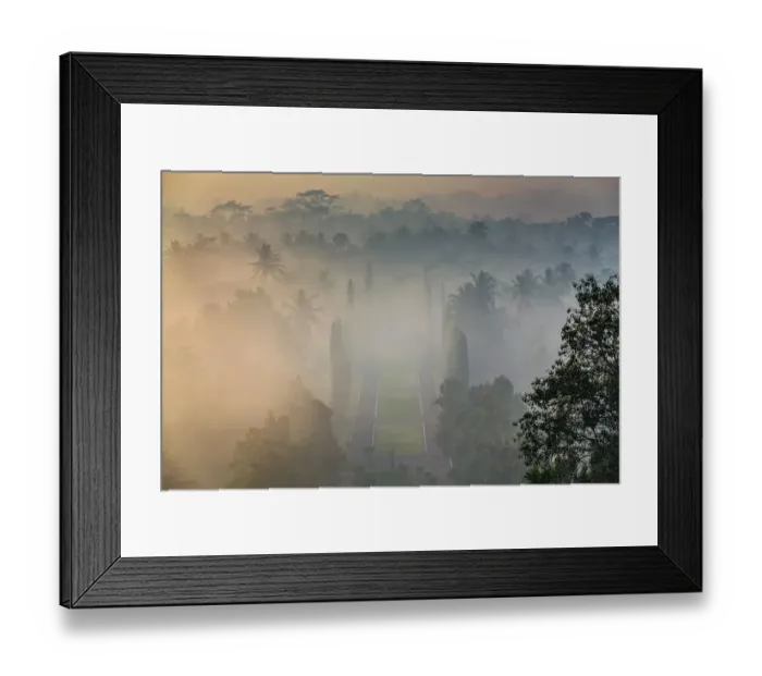 Framed Print : View on landscape from Borobudur temple Framed Print : View on landscape from Borobudur temple