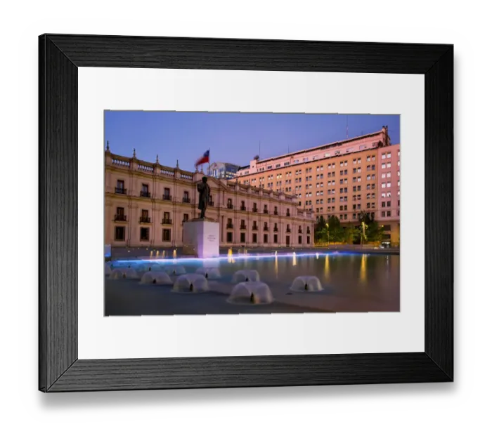 Framed Print : The Statue of the President Arturo Alessandri at Citizenry Square with La Moneda Palace in the Background, Santiago, Chile, South America