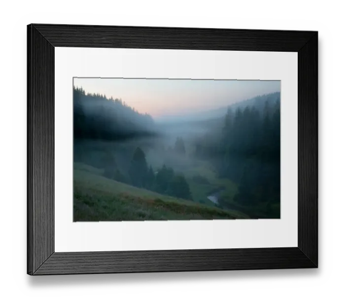 Framed Print : Misty morning river valley landscape Framed Print : Misty morning river valley landscape