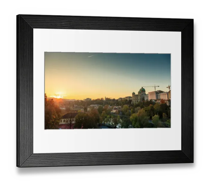 Framed Print : Federal Palace of Switzerland by the Aare river at sunset Framed Print : Federal Palace of Switzerland by the Aare river at sunset