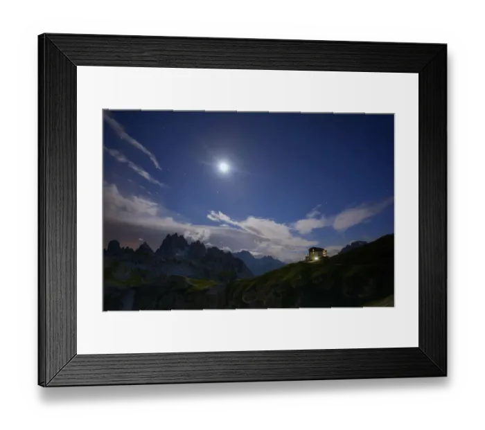 Framed Print : Full moon over Auronzo hut, Dolomites Framed Print : Full moon over Auronzo hut, Dolomites