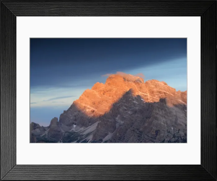 Framed Print : Last light of the day over Monte Cristallo, Dolomites
