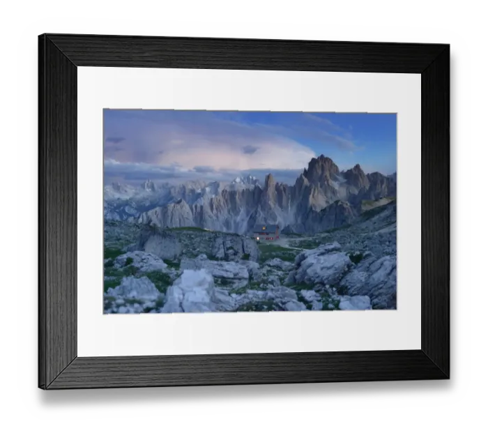 Framed Print : Dust at Lavaredo hut, Dolomites