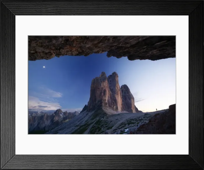 Framed Print : Moon behind Tre Cime di Lavaredo, Dolomites Framed Print : Moon behind Tre Cime di Lavaredo, Dolomites