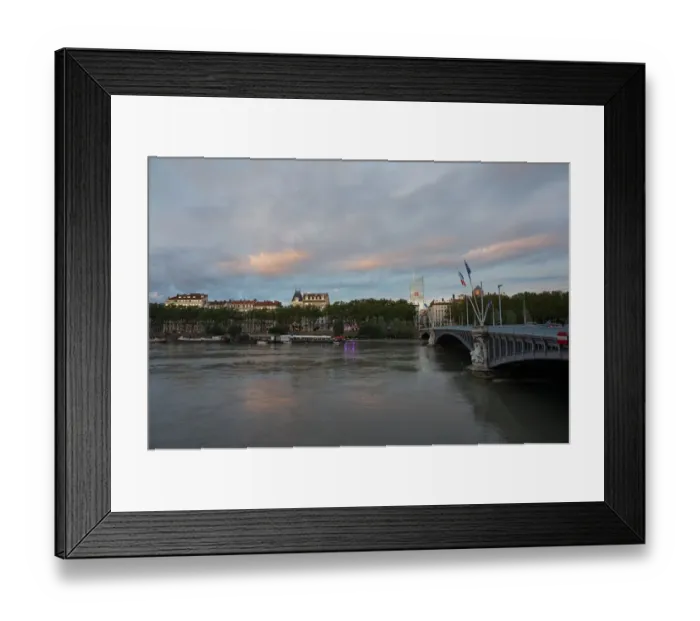 Framed Print : River RhAśne, Lafayette bridge, at Dusk, Lyon, France Framed Print : River RhAśne, Lafayette bridge, at Dusk, Lyon, France