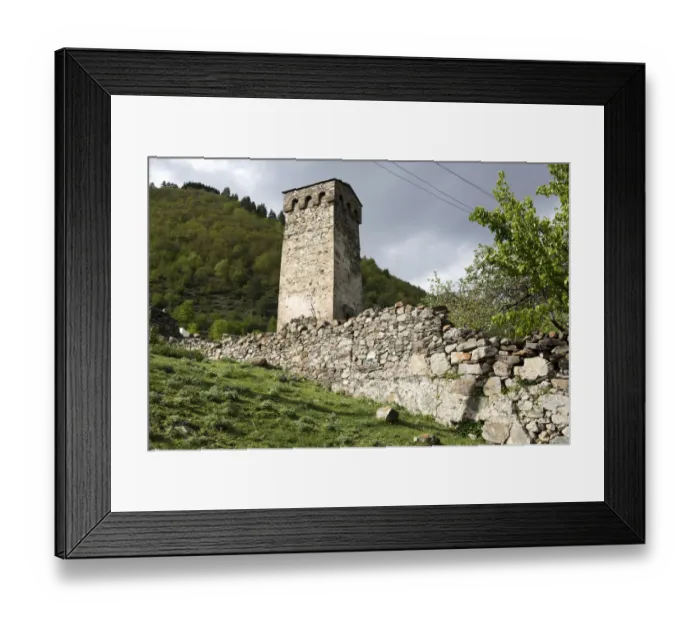 Framed Print : Typical Svanetian tower in Mestia of Georgia Framed Print : Typical Svanetian tower in Mestia of Georgia