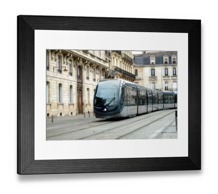 Framed Print : Tram in Bordeaux, France.. The trams are the systems newest transportation Framed Print : Tram in Bordeaux, France.. The trams are the systems newest transportation