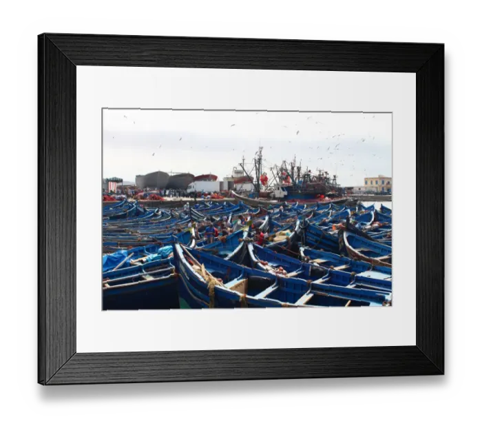 Framed Print : Traditional boats in Essaouira, on Atlantic coast of Morocco Framed Print : Traditional boats in Essaouira, on Atlantic coast of Morocco