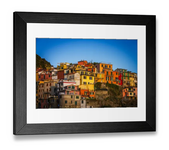 Framed Print : The village of Manarola at the sunset, Liguria. Italy Framed Print : The village of Manarola at the sunset, Liguria. Italy