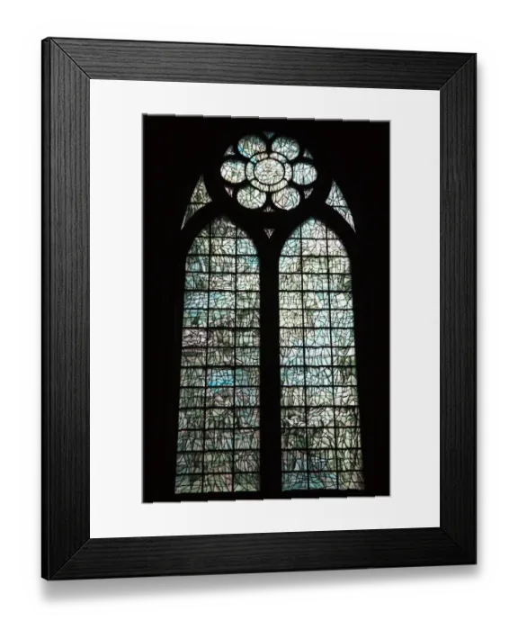 Framed Print : Church painted glass on Notre-Dame de Reims, Reims Cathedral