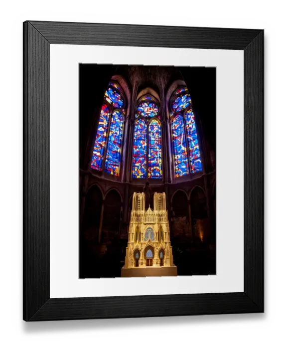 Framed Print : Church painted glass on Notre-Dame de Reims, Reims Cathedral