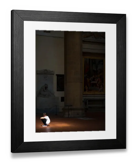 Framed Print : A boy in the church Santa Croce Framed Print : A boy in the church Santa Croce