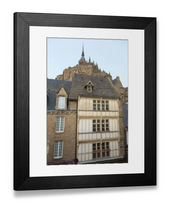 Framed Print : Medieval house with clapboard of Mont Saint-Michel, Normandy, France