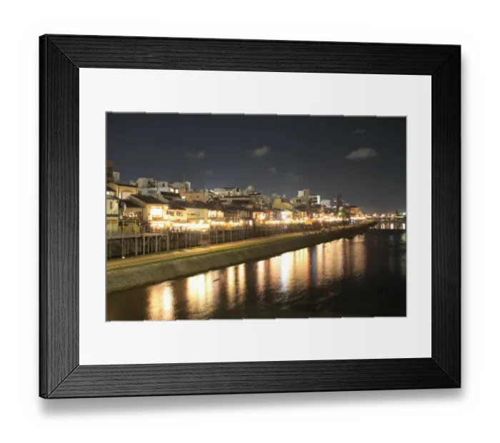 Framed Print : Restaurants by night along Kamogawa river in Kyoto Framed Print : Restaurants by night along Kamogawa river in Kyoto