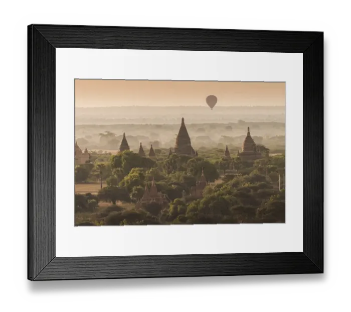 Framed Print : A balloon flying over Bagan, Myanmar Framed Print : A balloon flying over Bagan, Myanmar